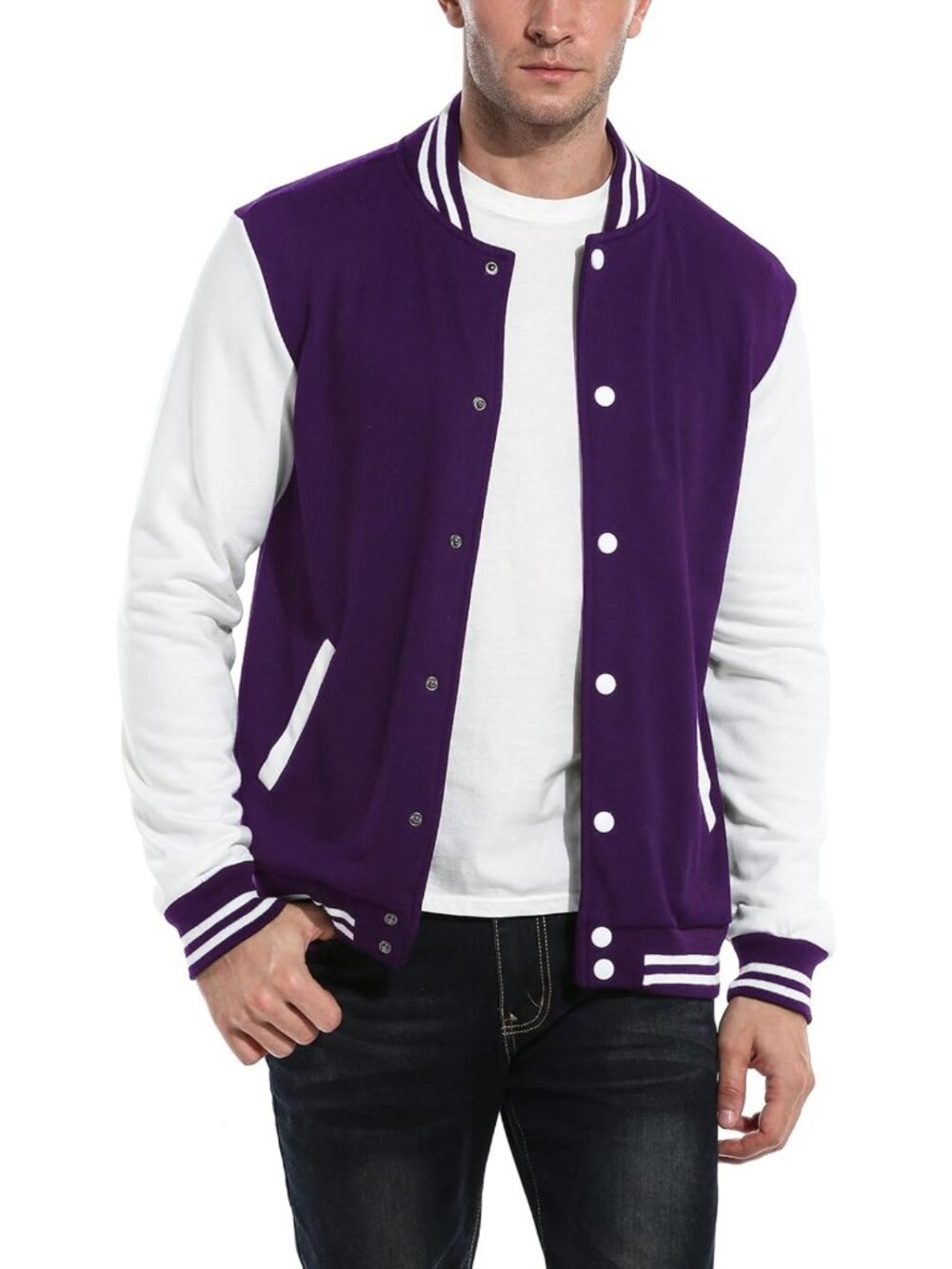 Stylish Men's Varsity Jacket | Casual Slim Fit Cotton Letterman Bomber Coat